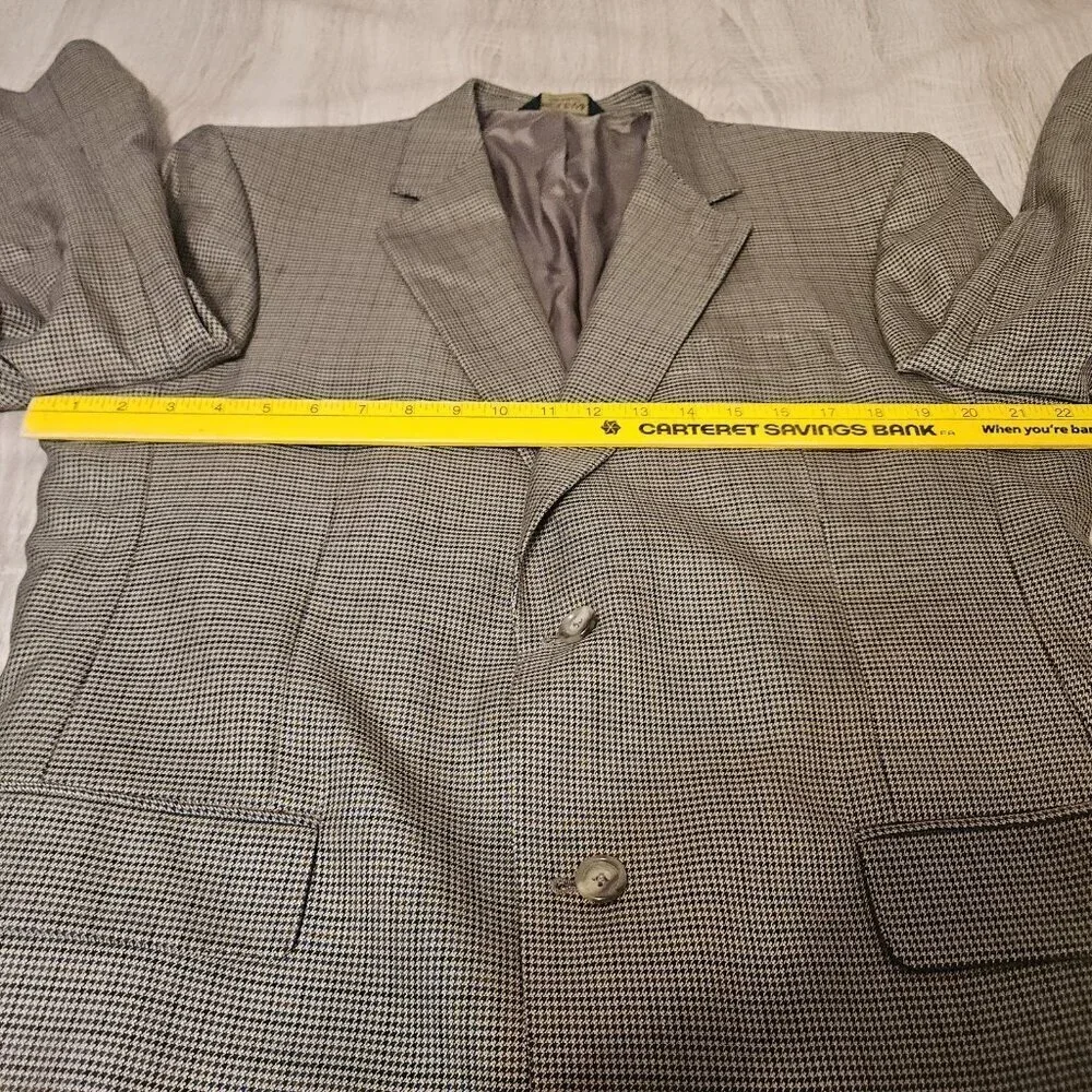 Jos A Bank Gordon Wool Silk Brown Houndstooth Blazer Sport Jacket Mens 42R